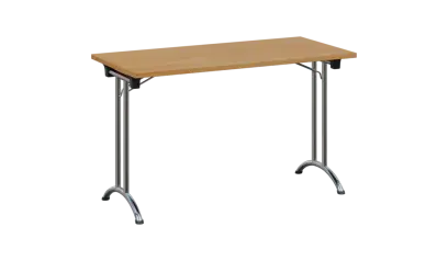 SLC 125 chrom skládací jednací stůl 1250x600, deska 25 mm, podnož chrom, deska buk royal